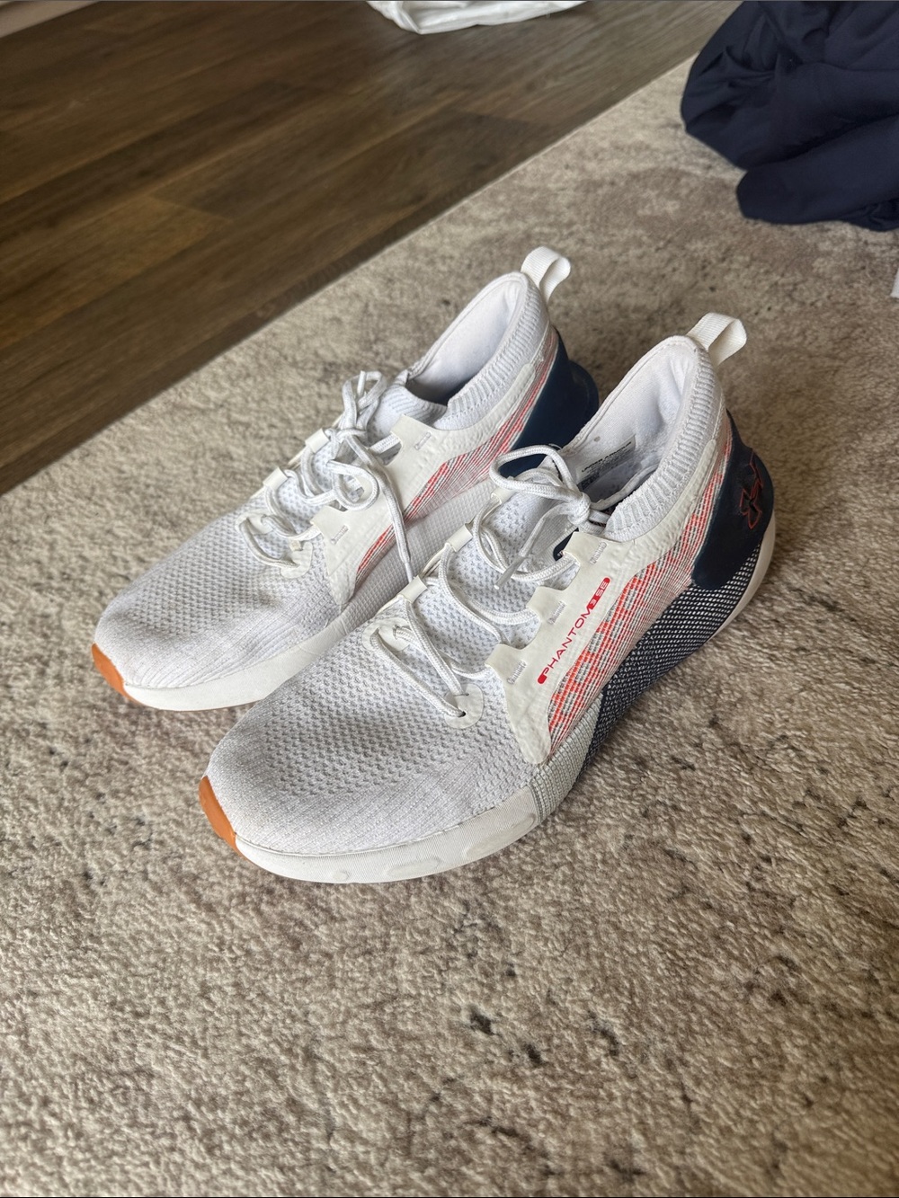 Under Armour White Navy and Orange Athletic Sneakers
